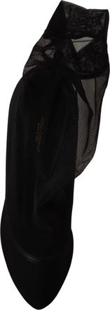 Dolce & Gabbana Womens Black Stretch Tulle Boots Shoes Elastane