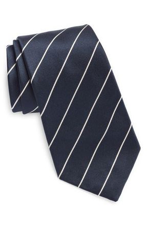 Ralph Lauren Purple Label Stripe Silk Tie in Dark Navy at Nordstrom
