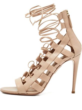 Aquazzura Amazon lace-up zip sandals - Neutrals