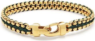 Nialaya Green Woven Box Gold Chain Bracelet in Green /Gold at Nordstrom, Size X-Large