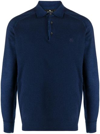 Etro Gebreid poloshirt met geborduurd logo - Blauw