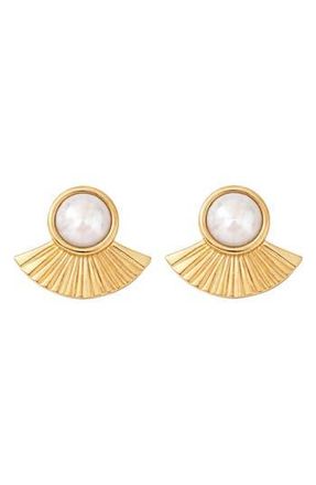 Gabi Rielle Noir Mother-of-Pearl Halo Stud Earrings in Gold at Nordstrom Rack