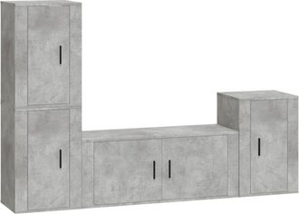 vidaXL Vidaxl - 4 Piece tv Cabinet Set Concrete Grey Engineered Wood