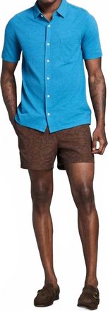Billy Reid Short Sleeve Textured Treme Knit Shirt In Blue Sapphire Heather