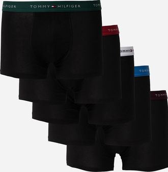 Tommy Hilfiger Mens Tommy Hilfiger 5 Pack Mens Waistband Trunks - B-Blue/Brown/White/Orange/Green - Black/Black - Size: 33/32/32