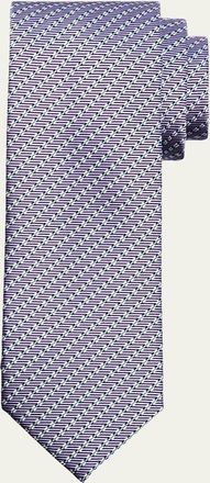 Brioni Mens Micro-Print Silk Jacquard Tie