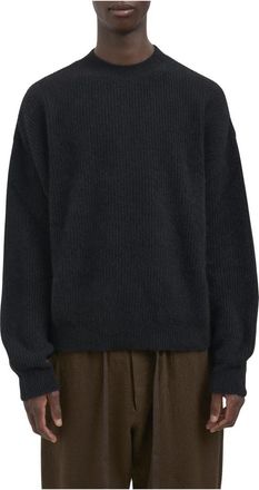 Uma Wang Maglia Girocollo in Raccoon - Heren - Ronde hals truien - Zwart - L - Truien & Vesten