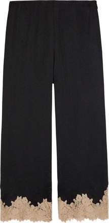 Rixo Rixo Marcela Lace-trim Wide-leg Satin Trousers - Black - 14 (UK 14 / L)