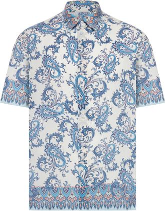 Etro OVERSIZED COTTON MUSLIN SHIRT WITH FLORAL PAISLEY PATTERN - Etro - Man