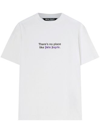 Palm Angels No Place slogan-print cotton T-shirt - White