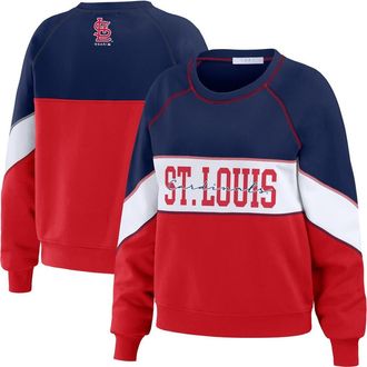WEAR by Erin Andrews Womens WEAR by Erin Andrews Navy/Red St. Louis Cardinals Color Block Crew Neck Pullover Sweatshirt at Nordstrom, Size Medium
