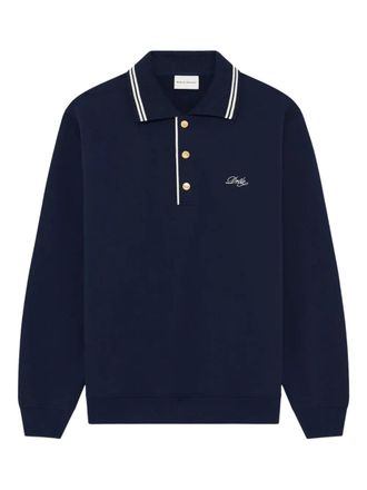 Dr&ocirc;le de Monsieur striped-trim polo shirt - men - Cotton - S - Blue