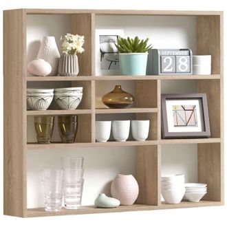 FMD 13Casa - Liberty B11 - Libreria a muro. Dim: 90x16x78,2 h cm. Col: Rovere. Mat: Truciolare., marrone, legno