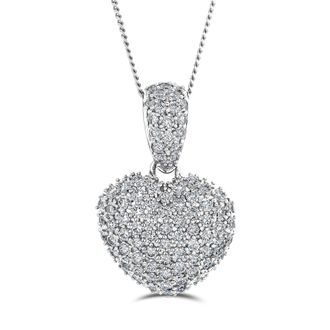 The Diamond Store 1.00ct Lab Diamond Heart Pendant Necklace H/SI Quality in 9K White Gold