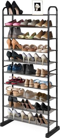 Costway Costway - Zapatero De 10 Niveles, Organizador Zapatero Para 50 Pares Con Estantes Desmontables Y Estructura De Metal, Torre De Zapatos De Gran Capacid