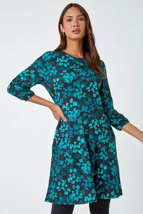 Roman Animal Print Pocket Stretch Dress