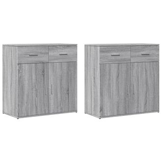 Berkfield Home Sideboards 2 pcs Grey Sonoma 79x38x80 cm Engineered Wood | Size: 79 x 38 x 80 cm