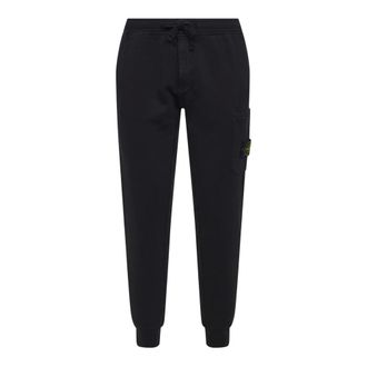 Stone Island Sweatpants, male, Black, Size: S Garment-Dyed Pocket Sweatpants