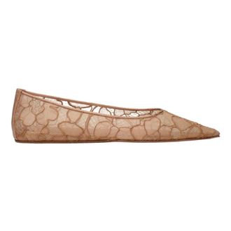 Amina Muaddi Schoenen, Dames, Beige, 38 EU, Beige Kant Ballet Flats