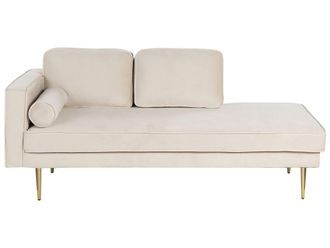 Beliani Chaise longue izquierdo terciopelo beige
