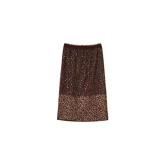 Twinset Rokken, Dames, Bruin, M, Tule, Longuette Tule Rok met Pailletten