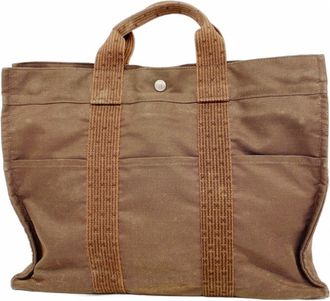 Herm&egrave;s Brown Canvas Tote Bag (Pre-Owned)