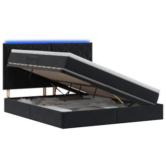 vidaXL Letto Con Contenitore Led E Materasso Nero 180 X 200 Cm Velluto Vidaxl