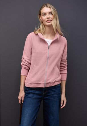 Street One Sweatjacke STREET ONE, Damen, Gr. 36, powder pink, Sweatware, Obermaterial: 98% Polyester, 2% Elasthan, unifarben, regular fit normal, ohne Ausschnitt
