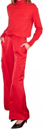 Skies Are Blue Clothing Light Satin Pant In Red