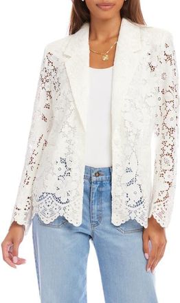 Karen Kane Scallop Trim Lace Blazer in Off White at Nordstrom, Size X-Large P
