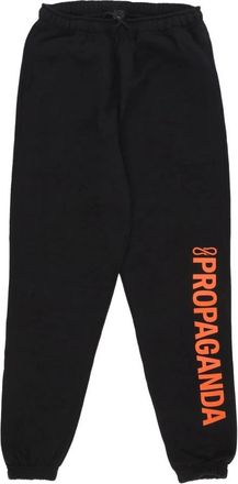 PROPAGANDA Zwarte Verticale Logo Trainingsbroeken - Heren - Sweatpants - Zwart - XL - Katoen - Broeken