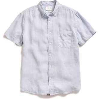 Billy Reid Tuscumbia Short Sleeve Linen Button-Down Shirt in Grey Mist at Nordstrom Rack, Size X-Small