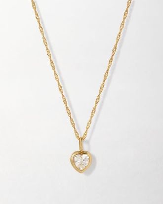 Edge of Ember Solid Gold Heart White Sapphire Necklace in Metallic Gold at Nordstrom