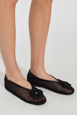Ganni Ballet Flats With Appliqu&eacute;, Womens, Black