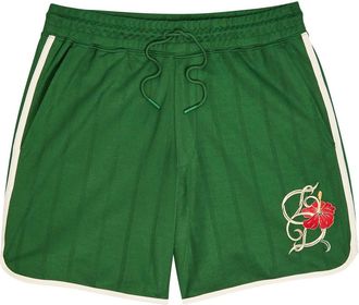 Dr&ocirc;le de Monsieur DR&Ocirc;LE DE Monsieur Hibiscus Embroidered Jersey Shorts - Dark Green - XL