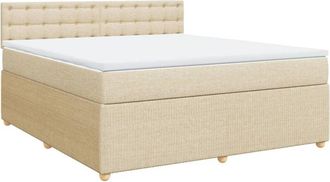 vidaXL Cama Box Spring Con Colch&oacute;n Tela Color Crema 180x200 Cm Vidaxl