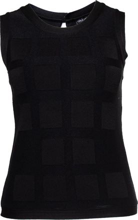 Chanel Pre-owned Womens black woven top with structured print Silk - Size Small