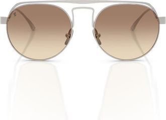 Ferrari 55mm Oval Sunglasses in Brushed Grey/dark Brown at Nordstrom