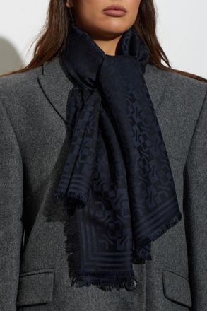 Kenzo Scarf With Raw Finish, Unisex, Navy Blue