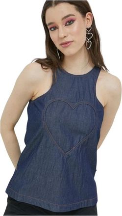 Love Moschino Denim Top - Dames - Tops zonder mouwen - Blauw - M - Denim - Tops