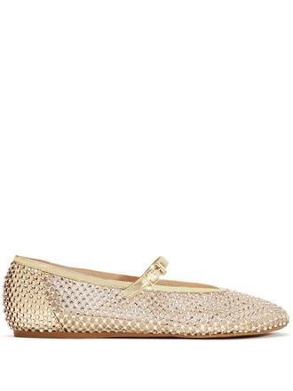 Le Silla stud embellishment ballerina shoes - women - Satin/Crystal/Nylon/Nappa Leather/Leather - 40 - Gold