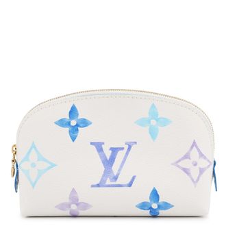 Louis Vuitton Monogram Blue Cream Monogram Pochette Pouch (Pre-Owned)