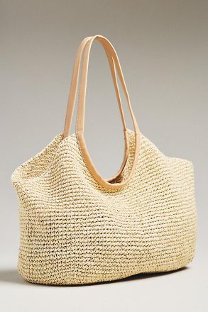 Stoney Clover Lane Raffia Woven Scoop Tote