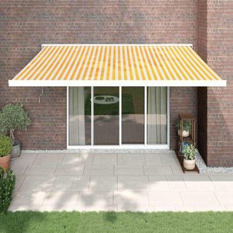vidaXL Toldo Retr&aacute;ctil Aluminio Y Tela Amarillo Y Blanco 4x3 M Vidaxl
