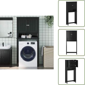vidaXL Armadietto per bagno - vidaXL Mobile per Lavatrice BERG Nero 76x27x164,5cm Legno Massello - Armadietto salvaspazio