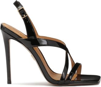 Kazar Zwart gelakte sandalen met elkaar verweven bandjes - Dames - Sandalen met hakken - Zwart - 36 EU - Leer - Schoenen