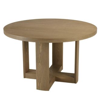 Macabane Mesa de comedor redonda de 125 cm de di&aacute;metro, color natural