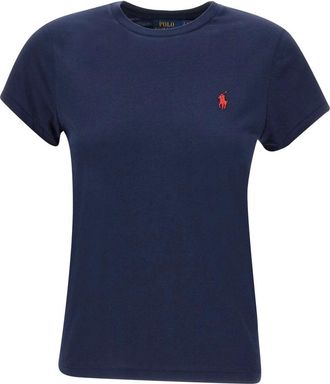 Polo Ralph Lauren Katoenen T-Shirt - Dames - T-shirts - Blauw - XL - Katoen - Tops