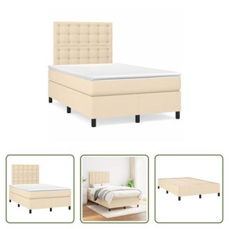 vidaXL Vidaxl Cama Box Spring Con Colch&oacute;n Tela Color Crema 120x190 Cm