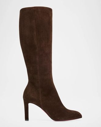Christian Louboutin 85mm Fannylove Suede Knee-High Boots